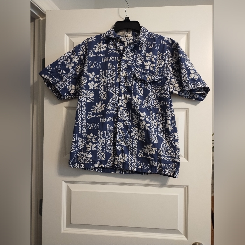 Blue and White Hawaiian Shirt